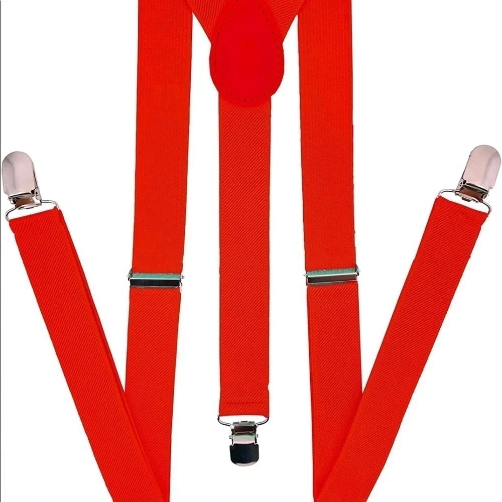 Red Adjustable Suspenders Toddler, Baby - Elastic Y-Back Design Metal Cl…